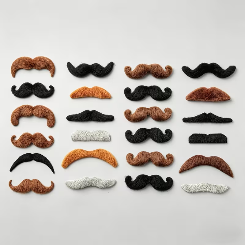24pcs Pack Realistic Self-Adhesive Temporary Mustache Props Suitable for Role-Playing